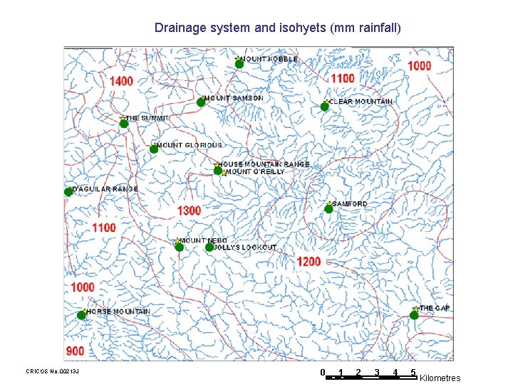 Drainage system and isohyets (mm rainfall) CRICOS No. 00213 J 0 1 2 3