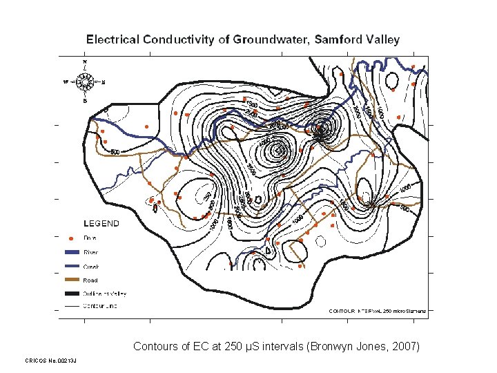 Contours of EC at 250 µS intervals (Bronwyn Jones, 2007) CRICOS No. 00213 J