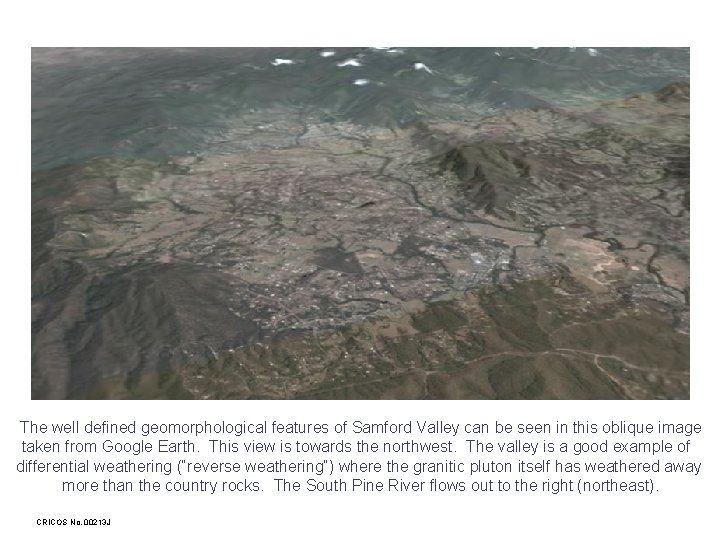 The well defined geomorphological features of Samford Valley can be seen in this oblique