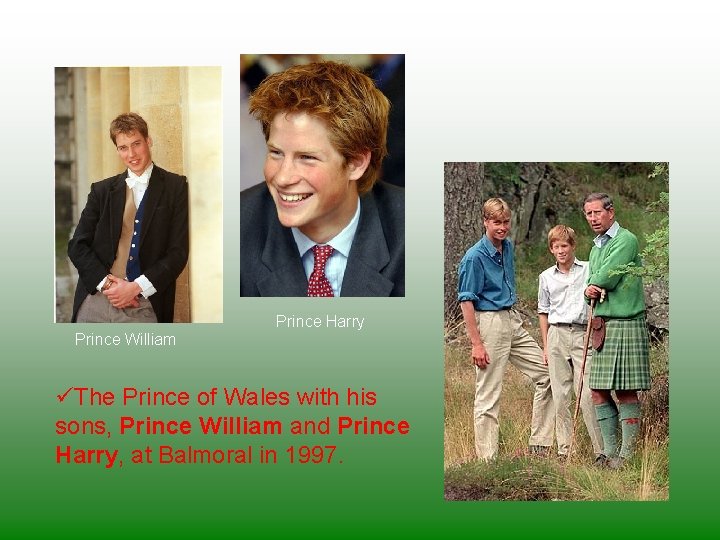 Prince Harry Prince William üThe Prince of Wales with his sons, Prince William and