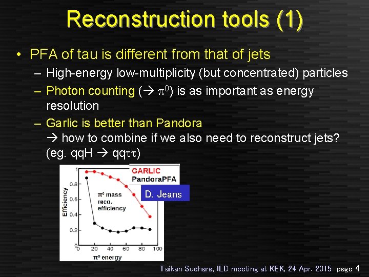 Reconstruction tools (1) • PFA of tau is different from that of jets –