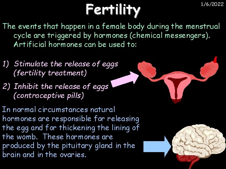 Fertility 1/6/2022 The events that happen in a female body during the menstrual cycle