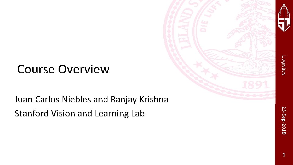 Stanford University 25 -Sep-2018 Juan Carlos Niebles and Ranjay Krishna Stanford Vision and Learning