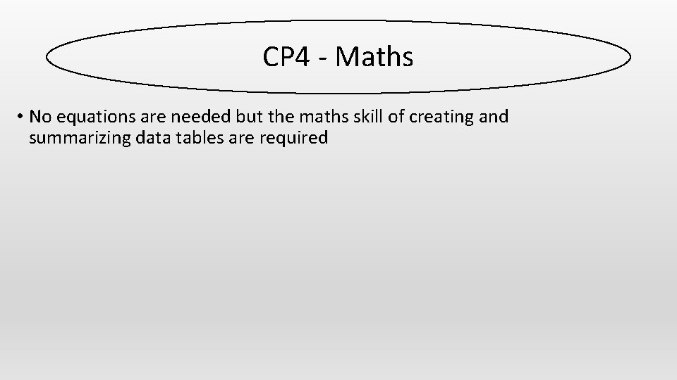 CP 4 - Maths • No equations are needed but the maths skill of