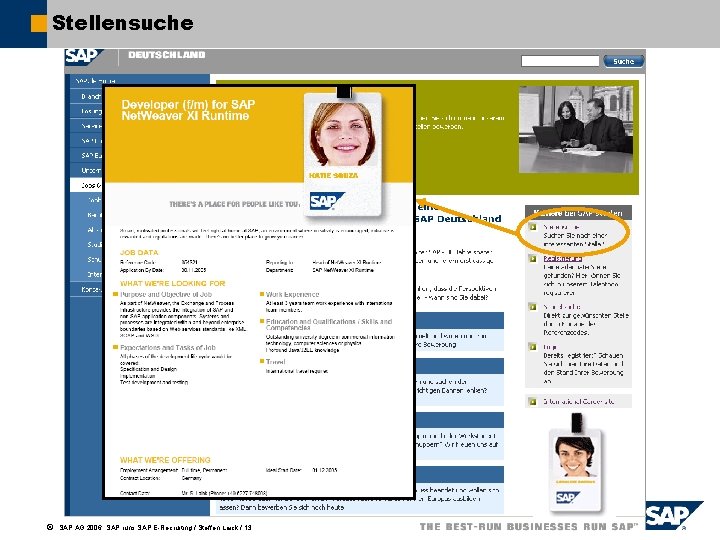 Stellensuche ã SAP AG 2006, SAP runs SAP E-Recruiting / Steffen Laick / 13