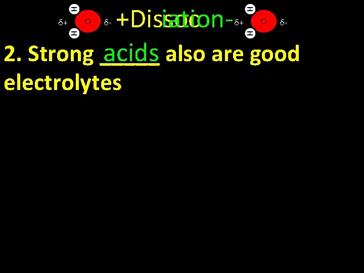 H H +Dissoc iation 2. Strong _____ acids also are good δ- H H