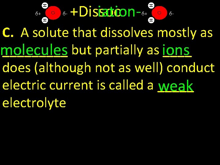 δ+ δ- H H +Dissoc iation- O O δ- H H δ+ C. A