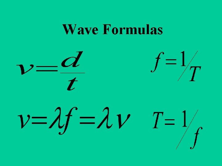 Wave Formulas 