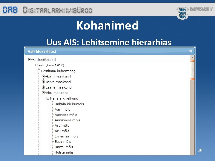 Kohanimed Uus AIS: Lehitsemine hierarhias 10 