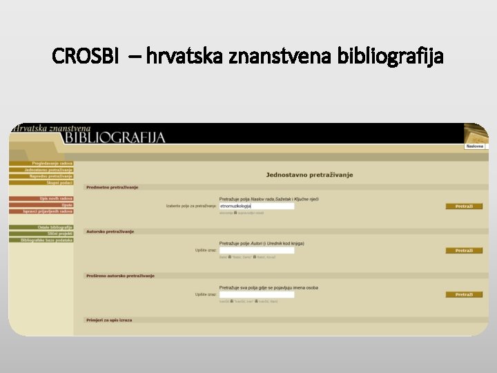 CROSBI – hrvatska znanstvena bibliografija 