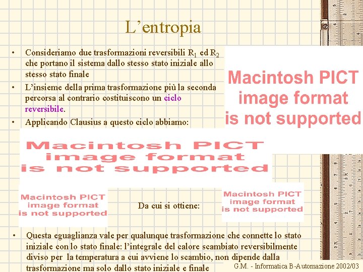 L’entropia • • • Consideriamo due trasformazioni reversibili R 1 ed R 2 che L’entropia • • • Consideriamo due trasformazioni reversibili R 1 ed R 2 che