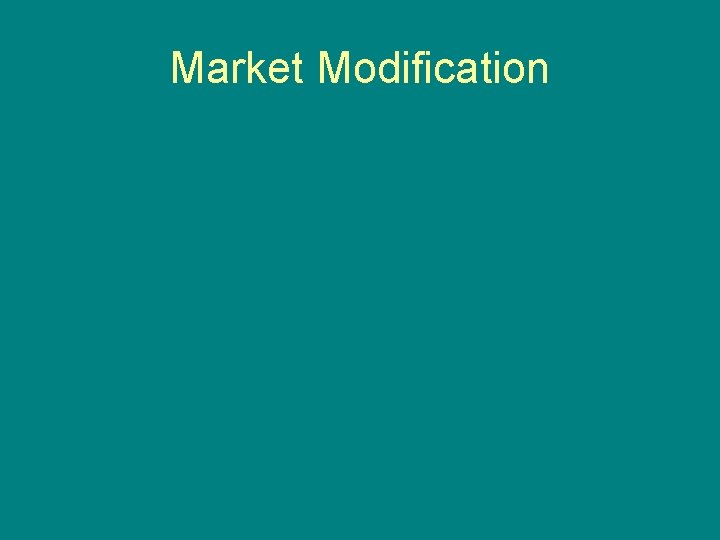 Market Modification 