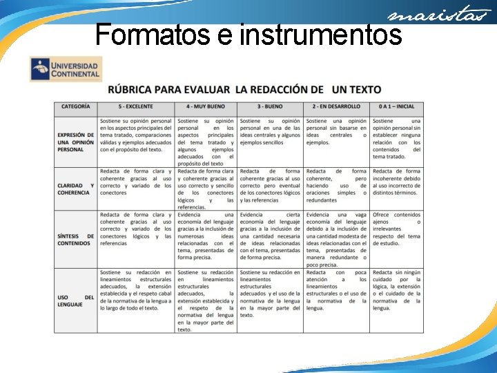 Formatos e instrumentos 