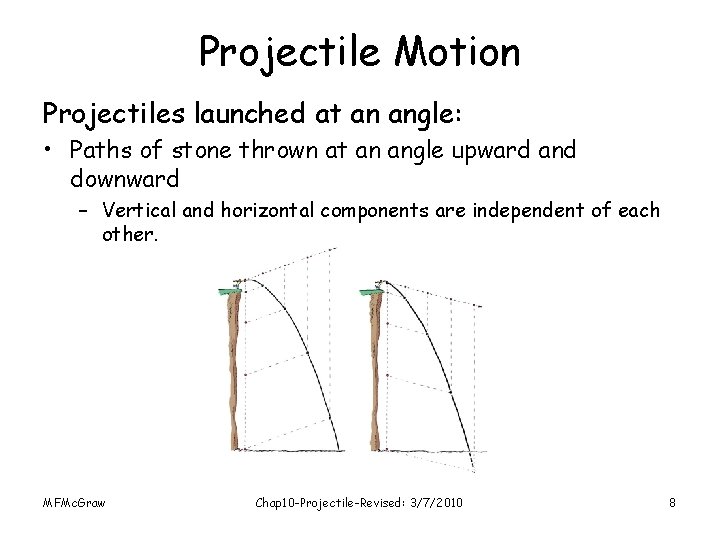 Projectile Motion Projectiles launched at an angle: • Paths of stone thrown at an