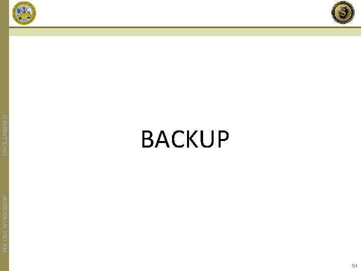 PDI CBA WORKSHOP UNCLASSIFIED BACKUP 54 