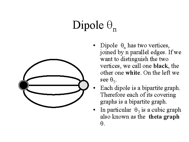 Dipole qn • Dipole qn has two vertices, joined by n parallel edges. If