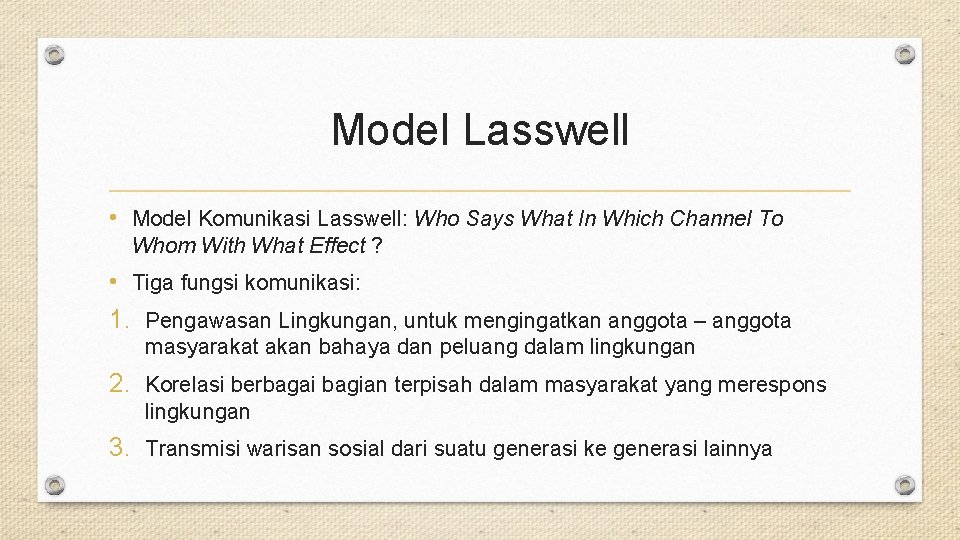 Model Lasswell • Model Komunikasi Lasswell: Who Says What In Which Channel To Whom