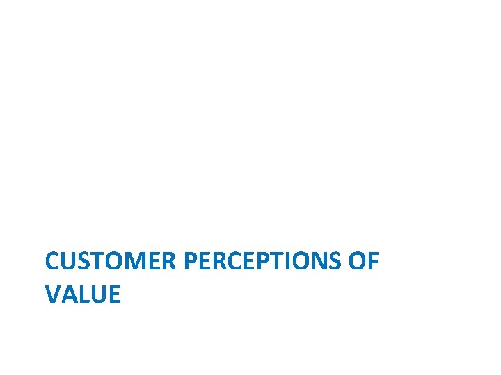 CUSTOMER PERCEPTIONS OF VALUE 