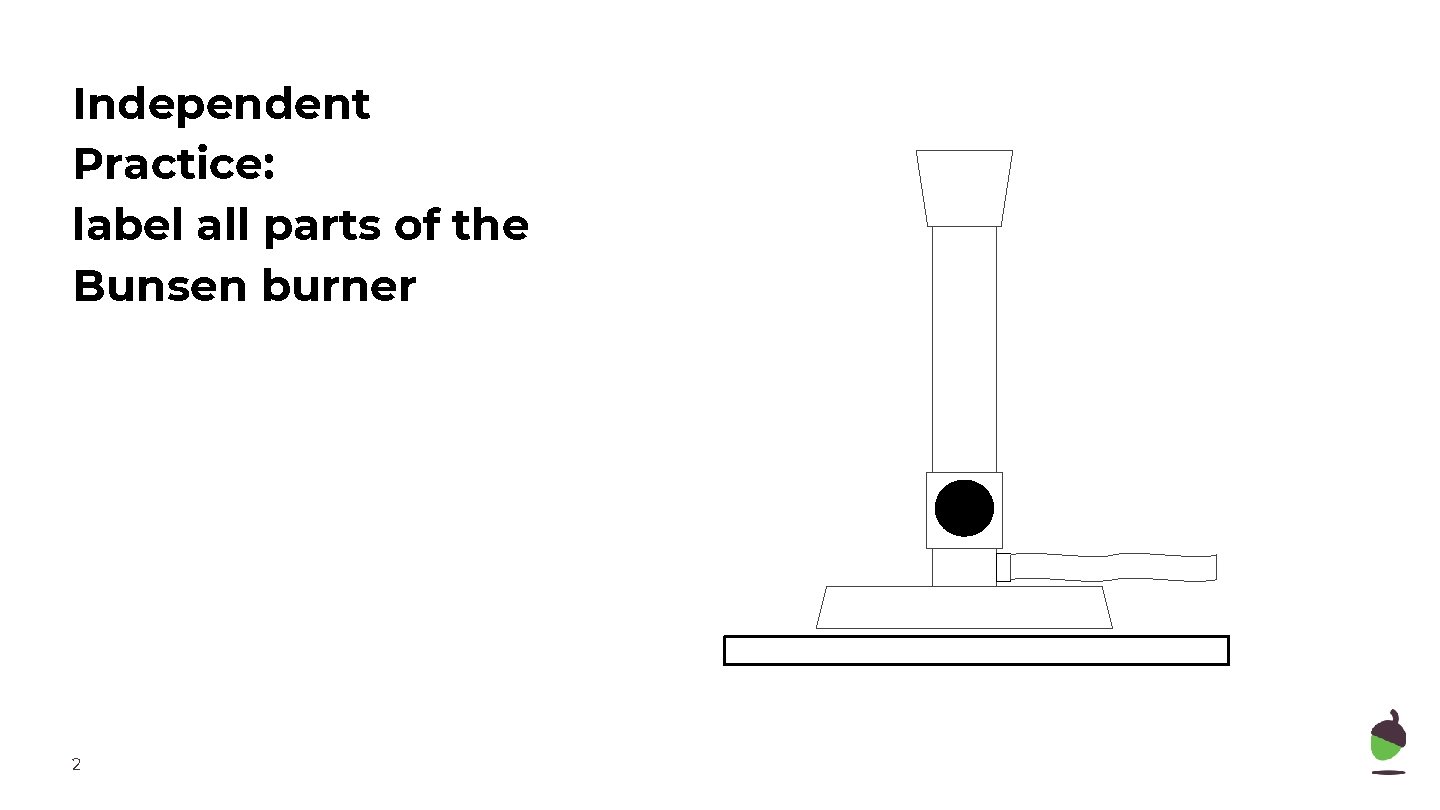 Independent Practice: label all parts of the Bunsen burner 2 
