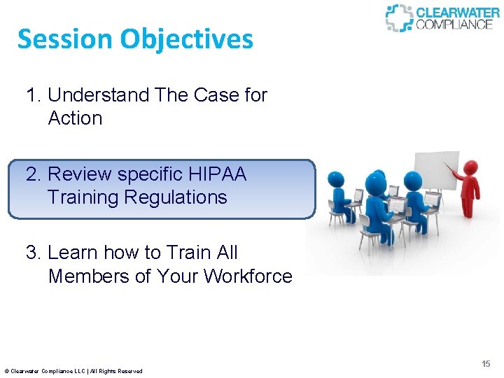 Session Objectives 1. Understand The Case for Action 2. Review specific HIPAA Training Regulations