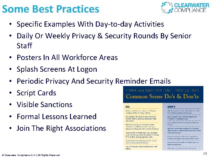 Some Best Practices • Specific Examples With Day-to-day Activities • Daily Or Weekly Privacy