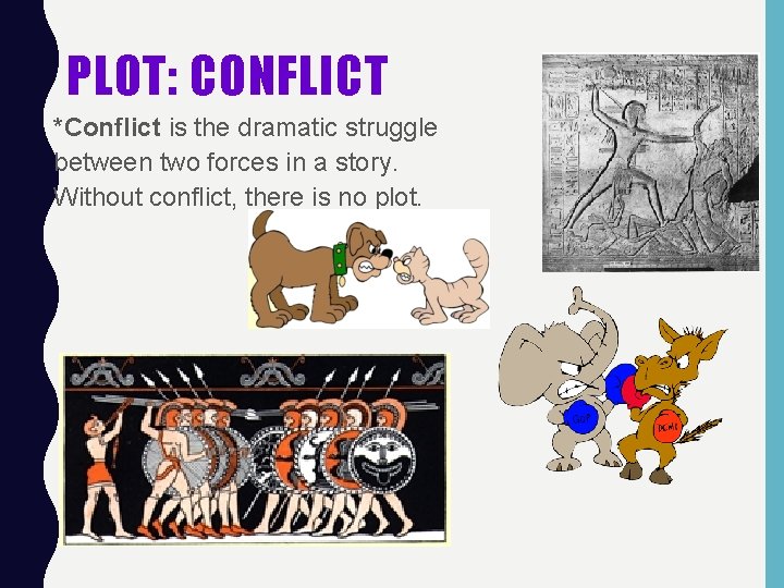 PLOT: CONFLICT *Conflict is the dramatic struggle between two forces in a story. Without