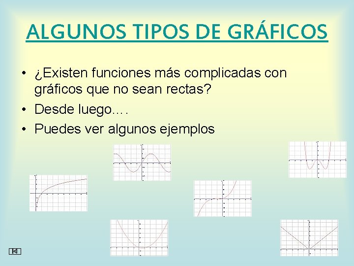 ALGUNOS TIPOS DE GRÁFICOS • ¿Existen funciones más complicadas con gráficos que no sean