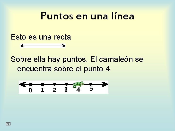 Puntos en una línea Esto es una recta Sobre ella hay puntos. El camaleón