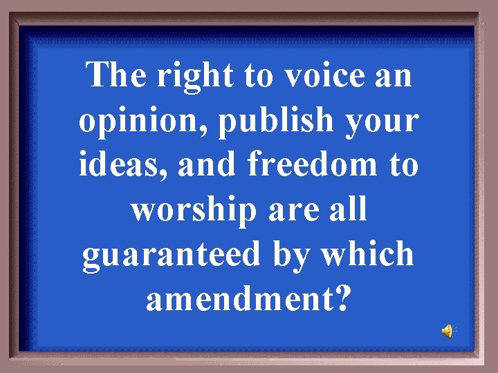 The right to voice an opinion, publish your ideas, and freedom to worship are