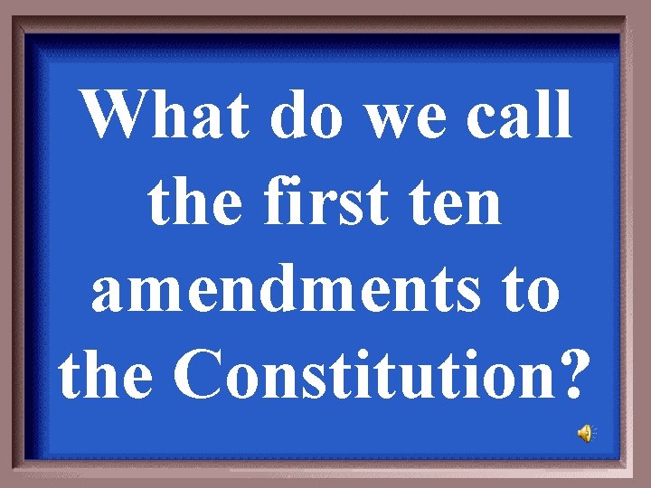 What do we call the first ten amendments to the Constitution? 