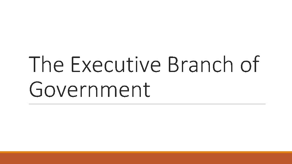 The Executive Branch of Government 