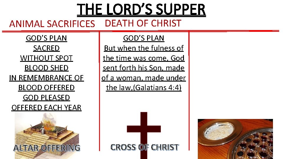 THE LORD’S SUPPER ANIMAL SACRIFICES DEATH OF CHRIST GOD’S PLAN SACRED WITHOUT SPOT BLOOD