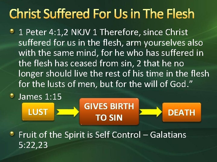 Christ Suffered For Us in The Flesh 1 Peter 4: 1, 2 NKJV 1