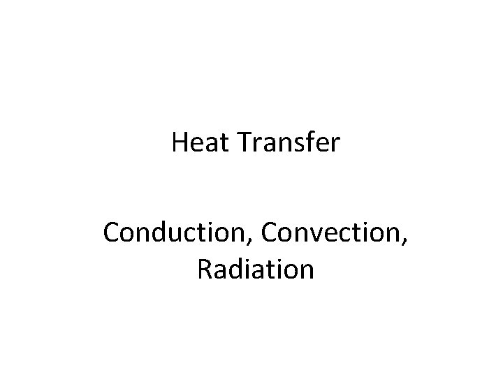 Heat Transfer Conduction, Convection, Radiation 