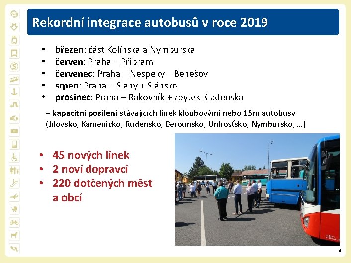 Rekordní integrace autobusů v roce 2019 • • • březen: část Kolínska a Nymburska