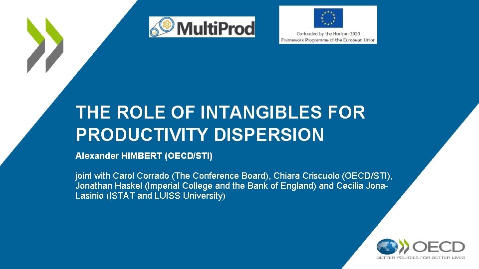 THE ROLE OF INTANGIBLES FOR PRODUCTIVITY DISPERSION Alexander HIMBERT (OECD/STI) joint with Carol Corrado
