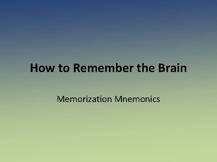 How to Remember the Brain Memorization Mnemonics 