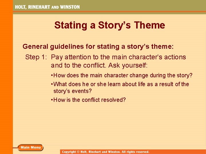 Stating a Story’s Theme General guidelines for stating a story’s theme: Step 1: Pay Stating a Story’s Theme General guidelines for stating a story’s theme: Step 1: Pay