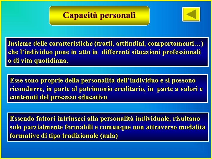 Insieme delle caratteristiche (tratti, attitudini, comportamenti…) che l’individuo pone in atto in differenti situazioni