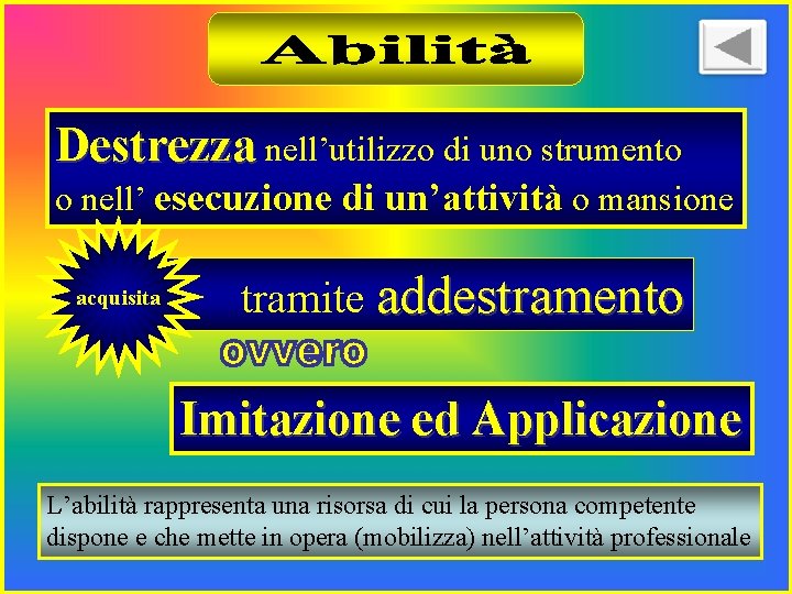 Destrezza nell’utilizzo di uno strumento o nell’ esecuzione di un’attività o mansione acquisita tramite