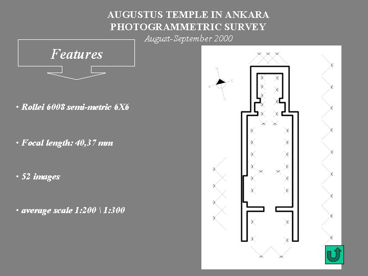 AUGUSTUS TEMPLE IN ANKARA PHOTOGRAMMETRIC SURVEY August-September 2000 Features • Rollei 6008 semi-metric 6