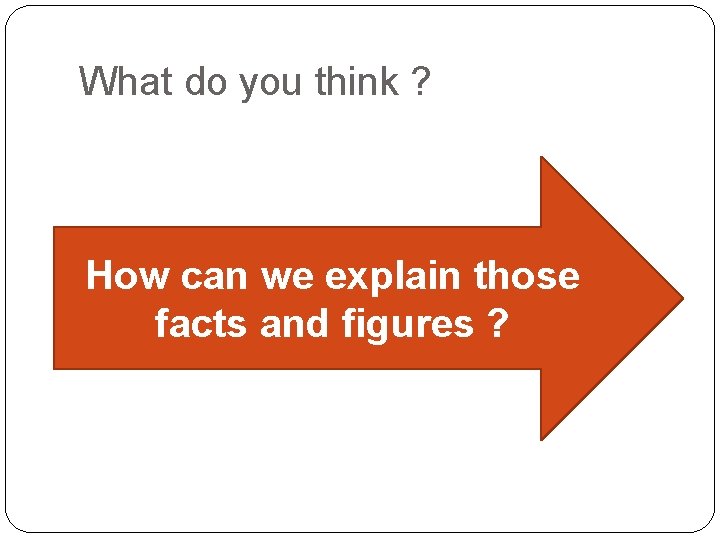 What do you think ? How can we explain those facts and figures ?