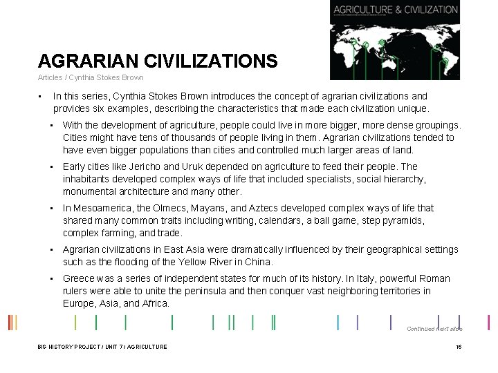 AGRARIAN CIVILIZATIONS Articles / Cynthia Stokes Brown • In this series, Cynthia Stokes Brown AGRARIAN CIVILIZATIONS Articles / Cynthia Stokes Brown • In this series, Cynthia Stokes Brown