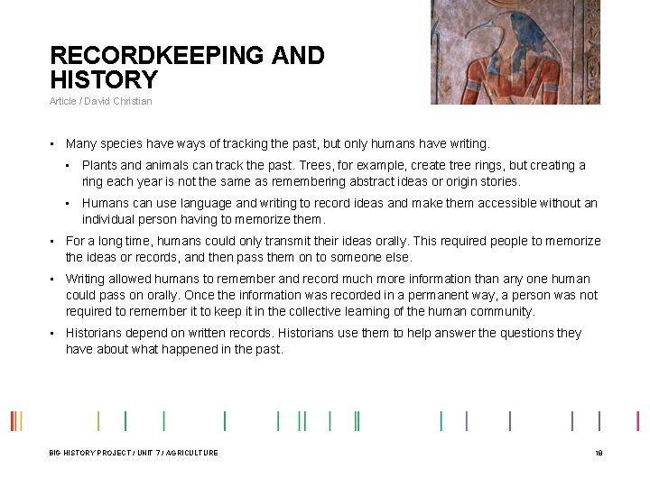 RECORDKEEPING AND HISTORY Article / David Christian • Many species have ways of tracking RECORDKEEPING AND HISTORY Article / David Christian • Many species have ways of tracking