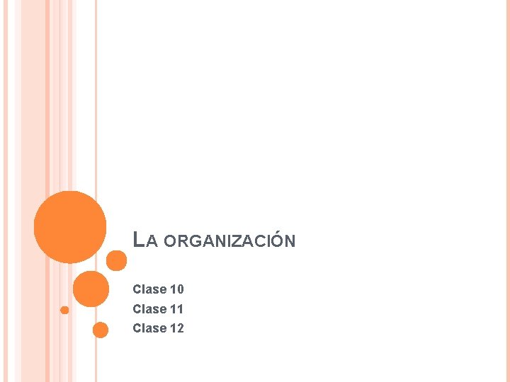 LA ORGANIZACIÓN Clase 10 Clase 11 Clase 12 