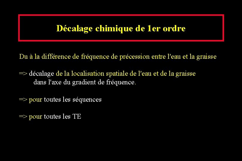 Décalage chimique de 1 er ordre Du à la différence de fréquence de précession