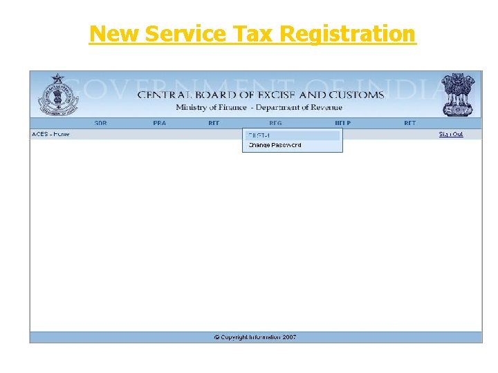 New Service Tax Registration 