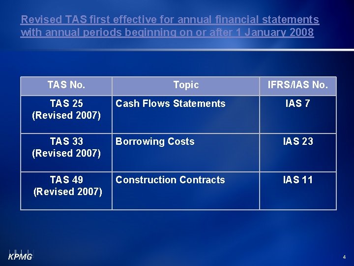 Revised TAS first effective for annual financial statements with annual periods beginning on or