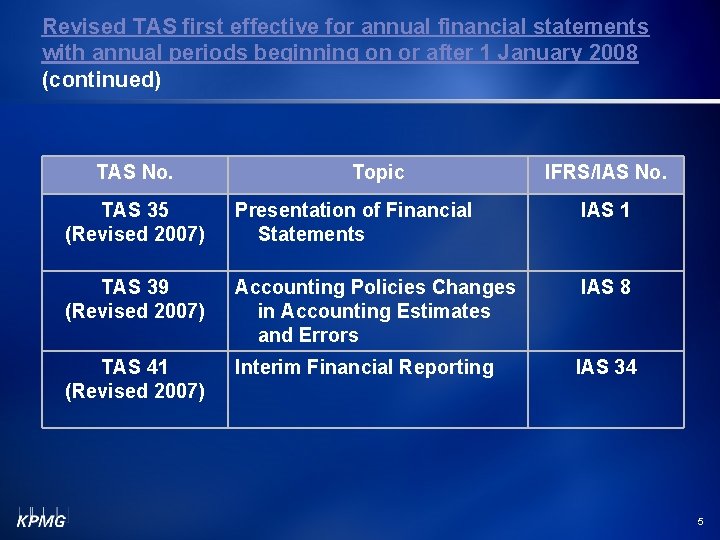 Revised TAS first effective for annual financial statements with annual periods beginning on or