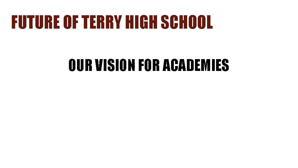 FUTURE OF TERRY HIGH SCHOOL OUR VISION FOR ACADEMIES 